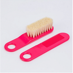 Щетка натуральная мягкая с гребнем - розовый (Canpol, 250930583)